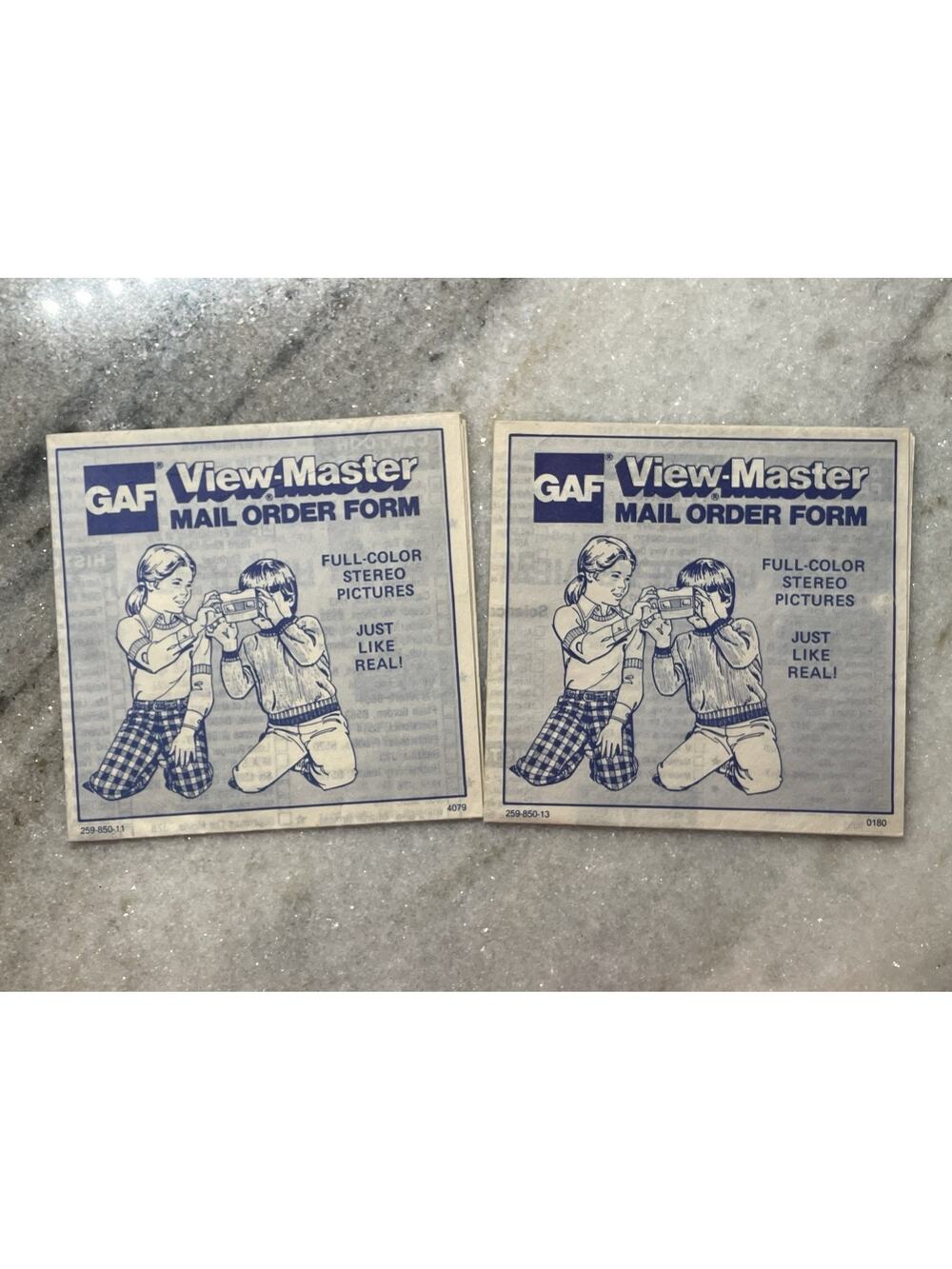 Two Vintage GAF ViewMaster Mail Order Forms Pamphlet 0180 And 4079